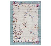 Freundin Home - Alfombra de diseño Oriental Gloriosa (80 x 150 cm, diseño clásico Floral, Vintage, 100% poliéster, Ideal para salón, Dormitorio o Estudio), Color Turquesa, Crema