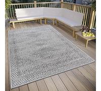 freundin Home Collection Sophie Alfombra Oriental para Interior y Exterior, Tejido Plano Vintage, clásica, Resistente a la Intemperie, para salón, Pasillo, balcón, terraza, jardín, Gris, 200 x 290 cm