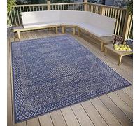 freundin Home Collection Sophie - Alfombra Oriental para Interior y Exterior, Tejido Plano Vintage, clásica, Resistente a la Intemperie, para salón, Pasillo, balcón, terraza, jardín, Color Azul, 80 x