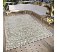 freundin Home Collection Sophie Alfombra oriental para interior y exterior, vintage, tejido plano, clásico, resistente a la intemperie, para salón, pasillo, balcón, terraza, jardín, color crema, gris,