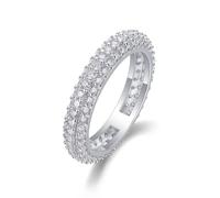 Freundschaftsringe Freundinnen, Cute Rings 3,5 mm Breiter Moissanitring Silber Platin Größe 65 (20.7)