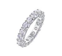 Freundschaftsringe Freundinnen, Ringe Frauen 4 mm Runder Moissanit 0,3 Ct Silber 14K Weißgold Größe 50 (15.9)