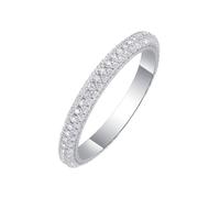 Freundschaftsringe Freundinnen, Verlobungsring Damen Breit Dünner Ring Komplett mit Moissanit Silber 9K Weißgold Größe 58 (18.5)