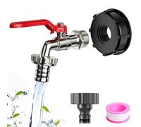 Frevoitna Grifo Jardin Aleación de Zinc, Tapón Deposito 1000 Litros, Adaptador Bidon Universal de Depósito de Agua Ibc, Con Grifo de Tanque de Tapa, Adaptador Deposito Para S60X6 Agua Lluvia