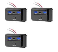 Frewurwer 3X Panel de Carga de 66W y 12V, Montaje en Pared QC3.0+PD3.0+QC3.0, de Corriente USB para Cargador, de Corriente para Coche, Autobús Marino, RV, Camión