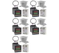 Frewurwer 5X Controlador de Temperatura PID -C100 Kit Termostato Alto Voltaje 100ACV A 240ACV+Relé SSR 40D Sonda K