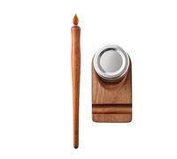 Frewurwer Tintero de Vidrio para Pluma Estilográfica, con de Madera y Recipiente Hermético. Ideal para Arte, Escritura, Cómics e Ilustración.