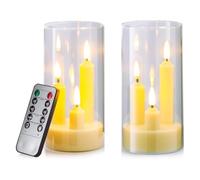Frewurwer Velas Cónicas Sin Llama con Control Remoto de 10 Teclas y Temporizador, Funcionan con Pilas, Paquete de 2, LED Acrílico 3" X 6"