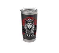 Freya Diosa Nórdica Mitología Germánica Runas Vikingas Vaso térmico de acero inoxidable de doble pared