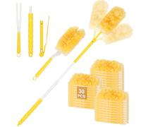Freyeeti 32 Piezas Recambios Compatible con Swiffer Plumero Atrapapolvo, 360° para Duster Atrapa Polvo con Manejar, Poste Telescópico, para Pelo de Animales, Polvo, Suciedad
