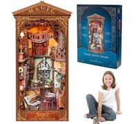 Freyeeti Book Nook - Kit De Casa De MuñEcas En Miniatura, Esquina, Casa De MuñEcas con Luz Led, Rompecabezas 3D De Booknook, Sujetalibros De Madera, Kit De ConstruccióN para Adultos