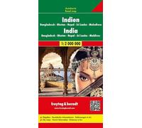 India, Nepal, Bangladesh, Sri Lanka, Bután, Madivas, mapa de carreteras. Escala 1:20.000.000. Freytag & Berndt.: Wegenkaart 1:2 750 000 (Auto karte)