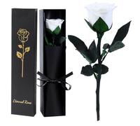 FRFG Rosa Eterna, Rosa Natural Preservada con Tallo Regalos para Mujer, Regalo de Cumpleaños de Aniversario Dia de la Madre Dia de San Valentín para Mamá Novia Mujeres (Beige)