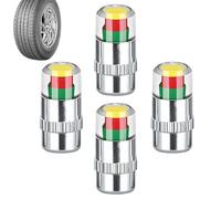Frfik 4er Set Reifendruck-Kontroll-Ventilkappen (2,4 Bar / 36 PSI) - Visueller Sensor-Indikator Aus Kupfer | Reifendruckprüfer Für Auto, SUV & LKW, Erhöhte Sicherheit & Einfache Überwachung, Rostfrei