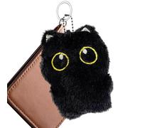 Frfik Black Cat Plush Keychain - 9 cm Soft Stuffed Animal Key Ring Pendant | Bag Charm Accessory For Women Girls Backpack Handbag Wallet Cute Animal Keyring Decorative Pendant Gift Lightweight