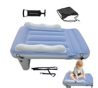 Frfik Cama de aire autoinflable - Colchoneta de dormir de camping de 80 cm para niños - Inflable de viaje de PVC con cinturón de seguridad y bomba, silenciosa, ideal para coche, avión, vacaciones o