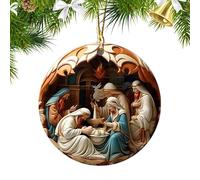 Frfik de belén de Navidad, decoración de Navidad, artesanía Tradicional bellamente Tallada, decoración Colgante para Ventana Familiar, Pared, barandilla, Porche, Coche, Vista Trasera