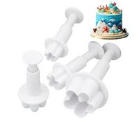 Frfik Fondant Flower Cutters - Cutters for Baking - Plunger Cutter - 4pcs Cake Decorating Tools Set - Cookie Cutter Mold for Fondant, Pastry, Candy, Sugarcraft, Dishwasher Safe