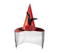 Frfik Hexenhut Ladies Big | Mujeres Magos De Magos De Halloween Black Halloween De 16.3 Pulgadas | Satin Lace Witch Hat Cosplay | Ideal De Elegantemente Duradera Para Fiestas De Disfraces De