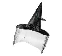 Frfik Hexenhut Ladies Big | Mujeres Magos De Magos De Halloween Black Halloween De 16.3 Pulgadas | Satin Lace Witch Hat Cosplay | Ideal De Elegantemente Duradera Para Fiestas De Disfraces De