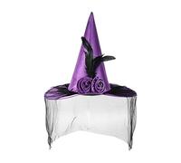 Frfik Hexenhut Ladies Big | Mujeres Magos De Magos De Halloween Black Halloween De 16.3 Pulgadas | Satin Lace Witch Hat Cosplay | Ideal De Elegantemente Duradera Para Fiestas De Disfraces De
