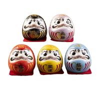 Frfik japonés de cerámica - Estatua Zen de 4,8 cm | 5 Figuras de Buena Suerte, decoración Tradicional del hogar, Mini Juego de muñecas japonesas para Oficina, Sala de Estar, Regalo, energía