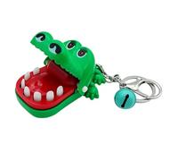 Frfik Krokodil-Schlüsselanhänger Aus ABS 8 Cm - Kompakte Größe Mit Fingerbeißspielzeug, Karabiner-Doppelring Und Bemalter Glocke | Lustiges Accessoire Für Schlüssel Und Alltag