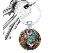 Frfik Owl Keychain Pendant - Small Portable Accessory | Metal Decorative Purse Charm, Car Key Ring and Backpack Ornament for Women Men and Students Good Luck Wisdom Symbol Gift