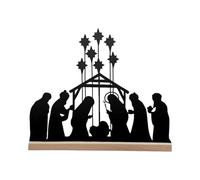 Frfik Piezas Centrales de Decoración de Mesa para de Navidad | Ornamento De Oficina Escena De Natividad | Decoraciones De Navidad De Metal Con Base De Madera | Para Estante De De
