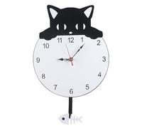 Frfik - Reloj de gato con cola móvil, péndulo analógico silencioso, decorativo, decoración de pared, accesorio para el hogar sin cola móvil, para niñas, niños, adolescentes, dormitorio, salón, cocina