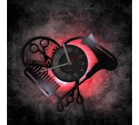 Frfik Reloj de pared para decoración de salón de belleza, decoración de pared de barbería de 12 pulgadas, decoración de pared de barbería, reloj de pared personalizado de peluquería, reloj silencioso