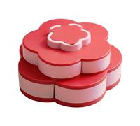 Frfik Snack Box Container - 10.63 Inches, Rotating Dustproof Double Layer, Reusable Lidded Snack Containers | PP Flower Design Lazy susaņ Tray for Home, Party, Candy, Chocolate, Cookie, Dessert, Nut