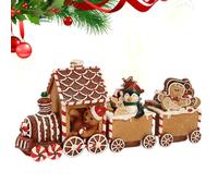Frfik Tren navideño - de 6 Pulgadas | Decoración de Pan de Jengibre de Resina: exhibición Vibrante con un diseño Duradero Que trae alegría y Felicidad para Las Fiestas Sala