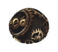 FRGMNT Cool Steampunk Gears - Gorro de ducha reutilizable para mujer, doble capa impermeable, gorro de baño de secado rápido