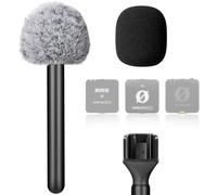 Frgyee Adaptador de micrófono de mano para Rode Wireless GO II, adaptador de mano para micrófono de entrevista con parabrisas para Wireless PRO, Wireless ME