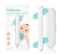 Frida Baby 3 en 1 para nariz, uñas + recogedor de oídos, limpiador de oídos para bebés + limpiador de nariz de bebé y herramienta de uñas para bebés y niños pequeños, limpia de forma segura los bogies