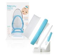 Frida Baby DermaFrida The FlakeFixer - Kit de 3 pasos anticostras de leche con esponja, cepillo, peine y almacenamiento. Calma y protege el cuero cabelludo del bebé