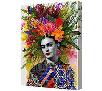 Frida Kahlo con flor en la cabeza lienzo pintura arte listo para colgar póster e imprimir en decoración de pared para el hogar dormitorio imagen baño, sin marco,50×70cm