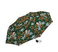 Frida Kahlo Paraguas plegable manual diseño autoretrato, paraguas original y práctico para mujer. Paraguas ligero y resistente, Verde Floral