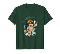 Frida Kahlo Selva Retrato Arte Gráfico Femininsm PAPL248 Camiseta, Hombre, Verde Bosque, L