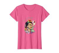 Frida Kahlo Selva Retrato Arte Gráfico Femininsm PAPL248 Camiseta, Mujer, Rosa Jaspeado, L
