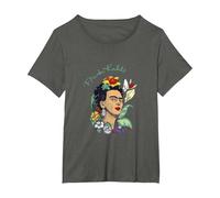 Frida Kahlo Selva Retrato Arte Gráfico Femininsm PAPL248 Camiseta, Mujer Tallas Grandes, Asfalto, 2XL Grande