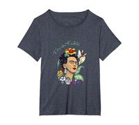 Frida Kahlo Selva Retrato Arte Gráfico Femininsm PAPL248 Camiseta, Mujer Tallas Grandes, Azul Jaspeado, 5XL Grande