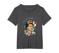 Frida Kahlo Selva Retrato Arte Gráfico Femininsm PAPL248 Camiseta, Mujer Tallas Grandes, Jaspeado Oscuro, 2XL Grande