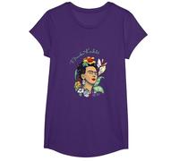 Frida Kahlo Selva Retrato Arte Gráfico Femininsm PAPL248 Camiseta, Niñas, Morado, L