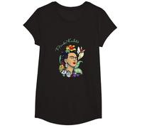 Frida Kahlo Selva Retrato Arte Gráfico Femininsm PAPL248 Camiseta, Niñas, Negro, XS