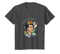 Frida Kahlo Selva Retrato Arte Gráfico Femininsm PAPL248 Camiseta, Niños, Jaspeado Oscuro, 2 años