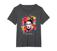 Frida Kahlo - Variedad de artículos Camiseta, Mujer Tallas Grandes, Jaspeado Oscuro, 1XL Grande