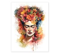 Frida Kahlo with Flower Hair Póster de Olga Telnova 30 x 40 cm Colorido Cuadros Decoración para la pared