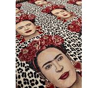 Frida - Tapiz de tela con diseño de gobelín de arte mexicano, estampado floral de leopardo, jacquard para manualidades, 47 x 47 cm (1 panel)